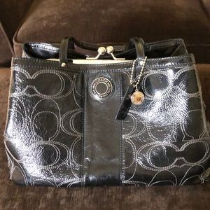 Coach black patent leather purse